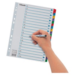 Przekładki kartonowe Mylar  A4 Esselte, biały A-Z