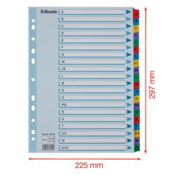 Przekładki kartonowe Mylar  A4 Esselte, biały A-Z