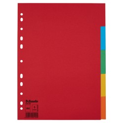 Przekładki, kolorowy karton bez karty opisowej A4, 5 kart