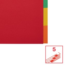 Przekładki, kolorowy karton bez karty opisowej A4, 5 kart