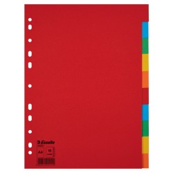 Przekładki, kolorowy karton bez karty opisowej A4, 10 kart