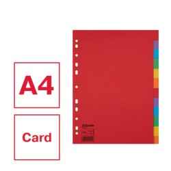 Przekładki, kolorowy karton bez karty opisowej A4, 12 kart