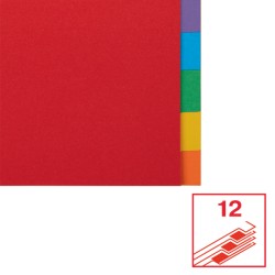 Przekładki, kolorowy karton bez karty opisowej A4, 12 kart