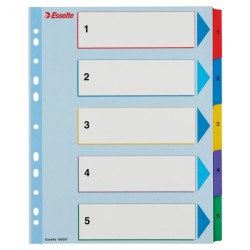 Przekładki karton. Mylar A4 Maxi z lamin. kartą do wielokrotnego opisywania, 1-5