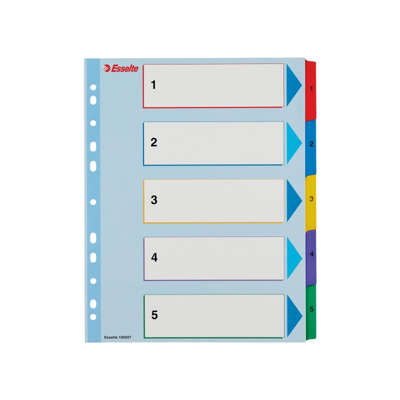 Przekładki karton. Mylar A4 Maxi z lamin. kartą do wielokrotnego opisywania, 1-5