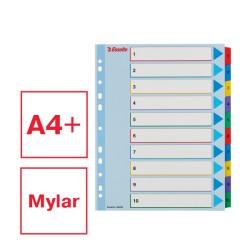 Przekładki karton. Mylar A4 Maxi z lamin. kartą do wielokrotnego opisywania, 1-10