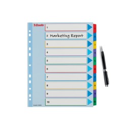 Przekładki karton. Mylar A4 Maxi z lamin. kartą do wielokrotnego opisywania, 1-10