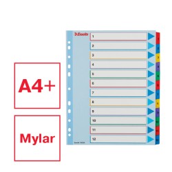 Przekładki karton. Mylar A4 Maxi z lamin. kartą do wielokrotnego opisywania, 1-12