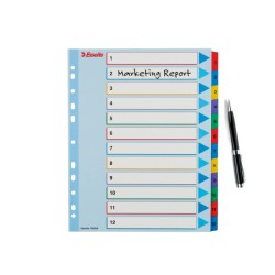 Przekładki karton. Mylar A4 Maxi z lamin. kartą do wielokrotnego opisywania, 1-12