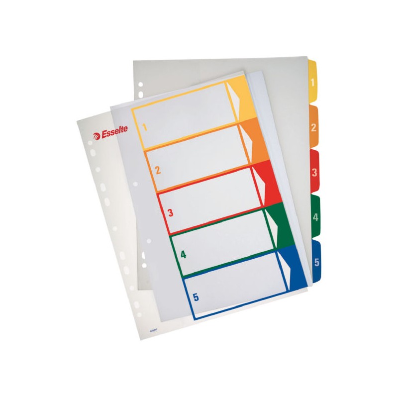 Przekładki plast. do nadruk. tekstu na kartę, Esselte, 1-5