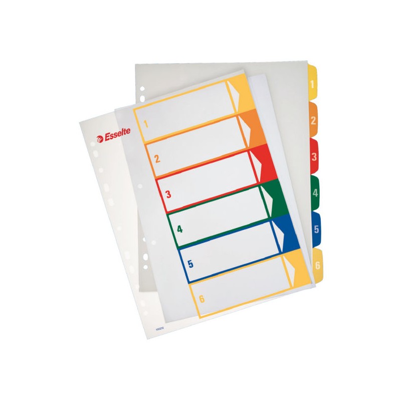Przekładki plast. do nadruk. tekstu na kartę, Esselte, 1-6
