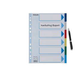 Przekładki plastikowe z PP A4 Esselte, 6 kart