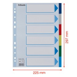 Przekładki plastikowe z PP A4 Esselte, 6 kart