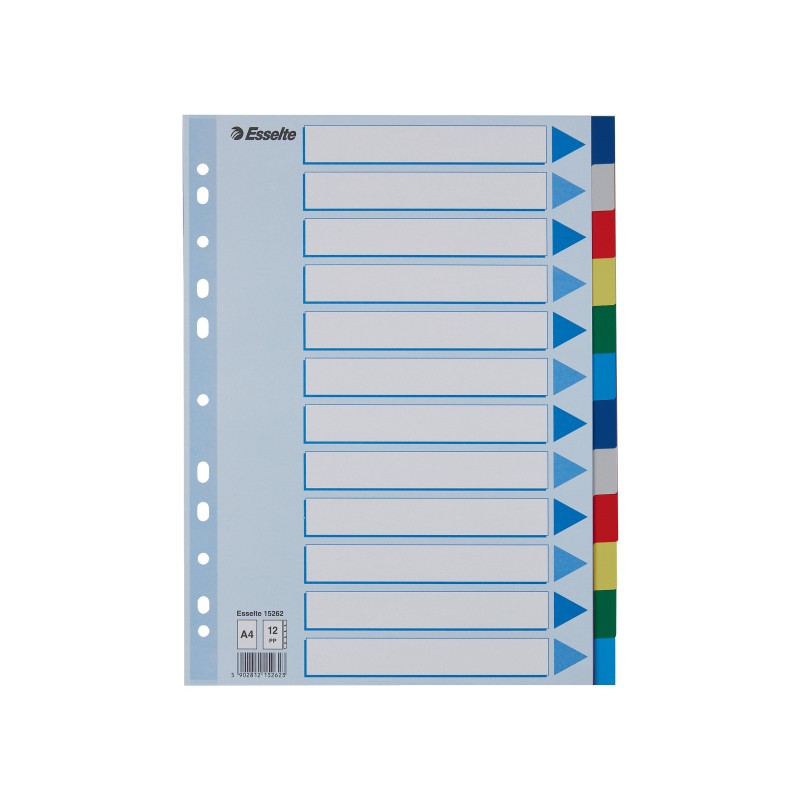 Przekładki plastikowe z PP A4 Esselte, 12 kart
