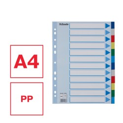 Przekładki plastikowe z PP A4 Esselte, 12 kart