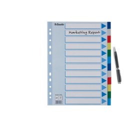 Przekładki plastikowe z PP A4 Esselte, 12 kart