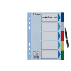Przekładki plastikowe z PP A5 Esselte, 5 kart