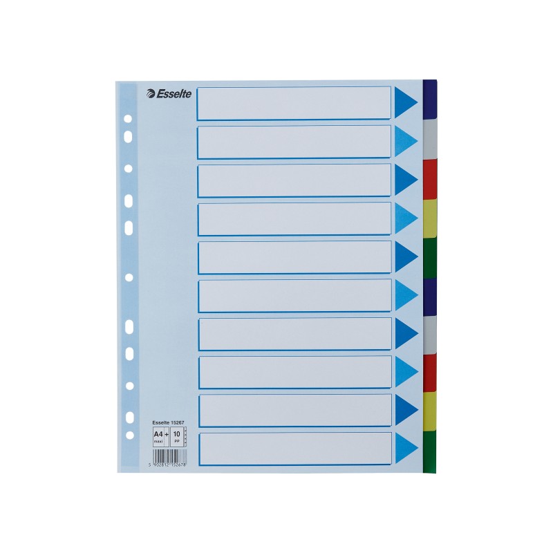 Przekładki plastikowe MAXI z PP Esselte, 10 kart