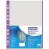 Koszulki na dokumenty DONAU, PP, A4, krystal, 40mikr., kolorowy brzeg - fioletowy, 100szt.