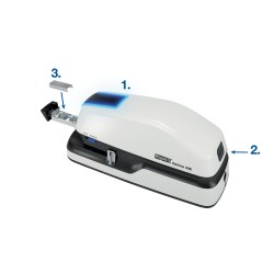 Zszywacz elektryczny Rapid Optima 20E, do 20 kartek,, na baterię lub zasilacz, biały