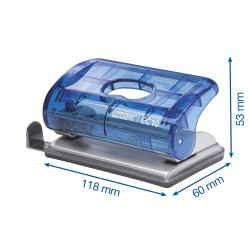 Dziurkacz mini FC5 Rapid, przezroczysty niebieski, 1 rok gwarancji, 10 kartek