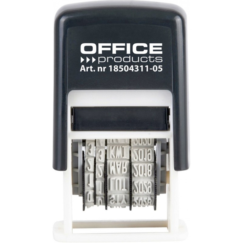 Datownik samotuszujący OFFICE PRODUCTS, z tuszem, PL, DD-MMM-RRRR, czarny