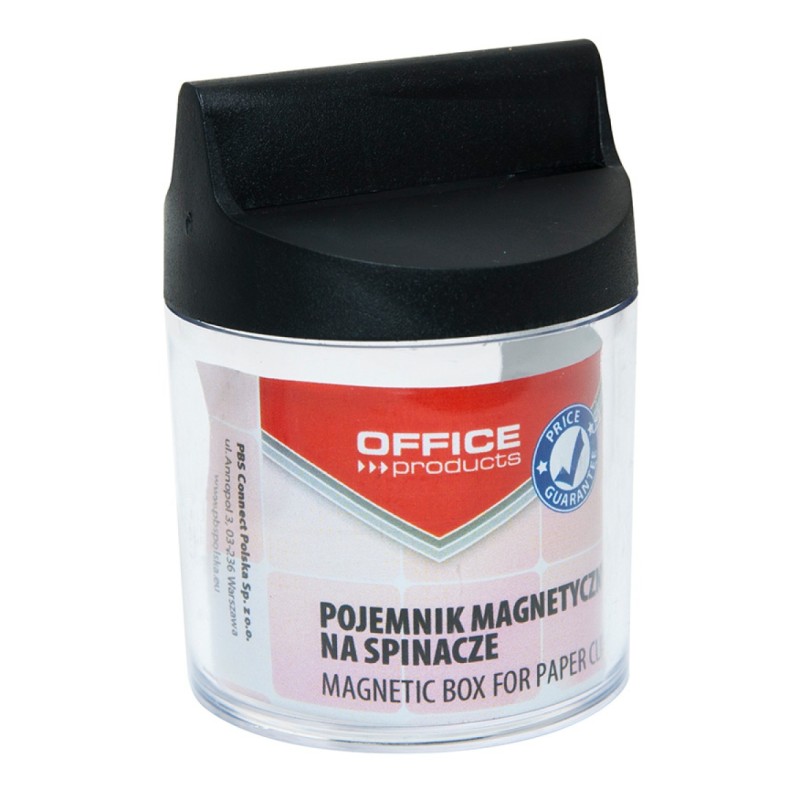 Pojemnik magn. na spinacze OFFICE PRODUCTS, okrągły, bez spinaczy, transparentny