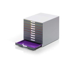 VARICOLOR 10, pojemnik z dziesięcioma kolorowymi szufladkami. Wymiary: 280x292x356 mm (WxSxG)