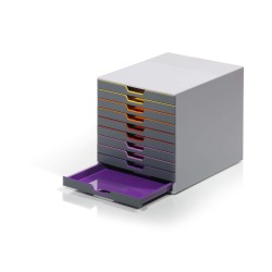 VARICOLOR 10, pojemnik z dziesięcioma kolorowymi szufladkami. Wymiary: 280x292x356 mm (WxSxG)