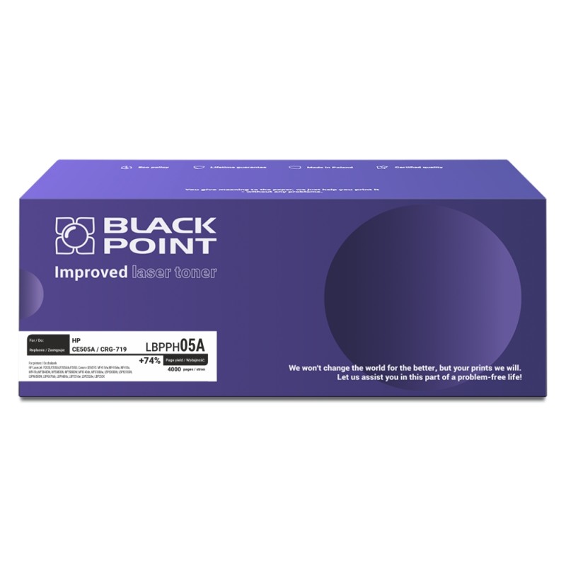 Black Point toner LBPPH05A zastępuje HP CE505A / CRG-719, 4000 stron