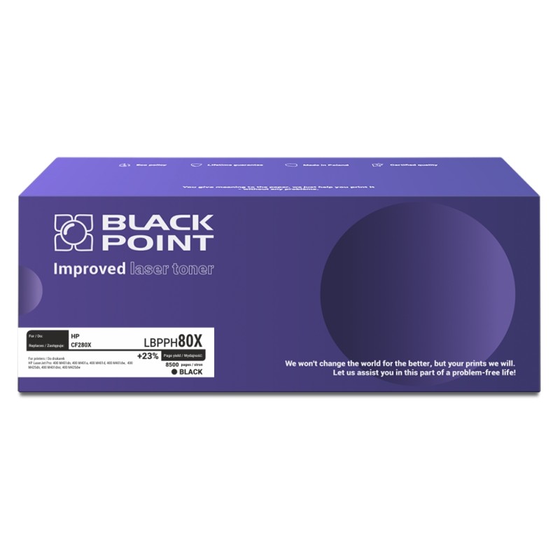 Black Point toner LBPPH80X zastępuje HP CF280X, 8500 stron