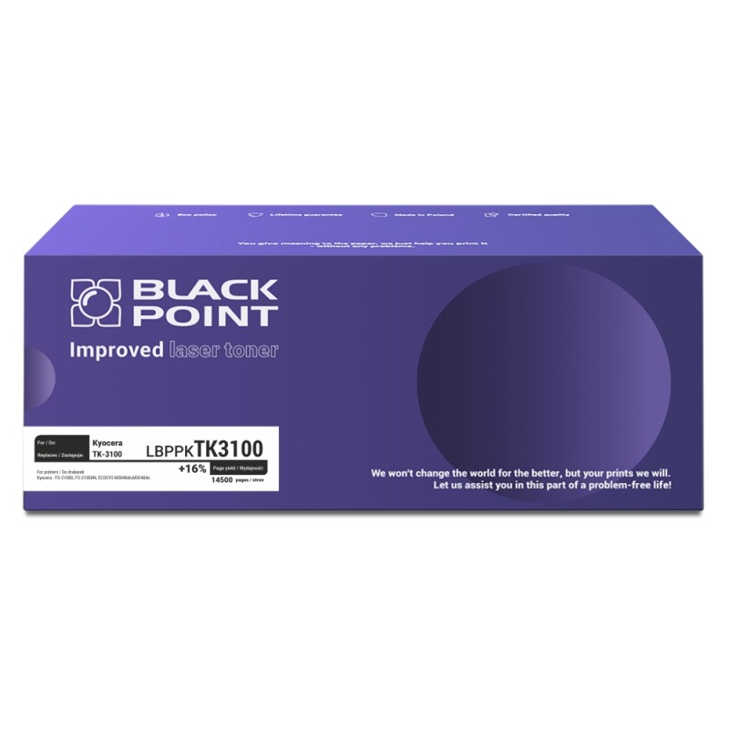 Black Point toner LBPPKTK3100 zastępuje Kyocera TK-3100, 14500 stron