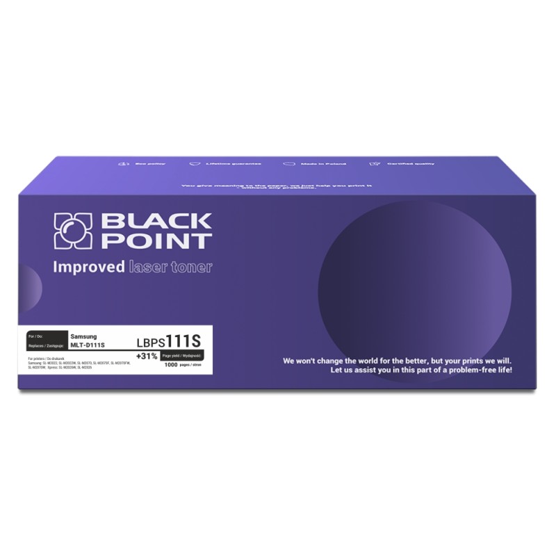 Black Point toner LBPS111S zastępuje Samsung MLT-D111S, 1000 stron
