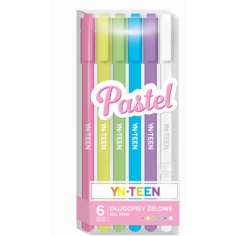 Długopisy żelowe 6kol. PASTEL