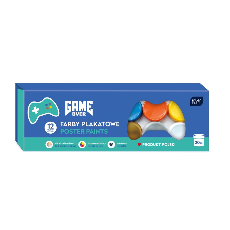 Farby plakatowe 12kol. GAME OVER