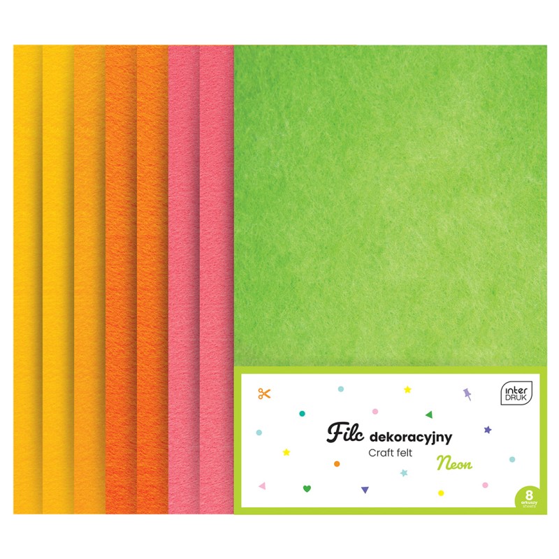 Filc dekoracyjny 8szt. FLUO MIX