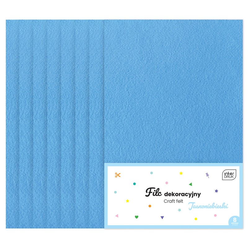 Filc dekoracyjny 8szt. Jasnoniebies.