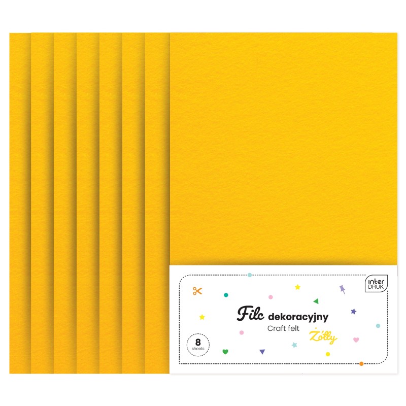 Filc dekoracyjny 8szt. Żółty