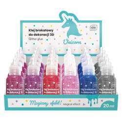 Klej brokat do dekor 3D 20ml UNICORN