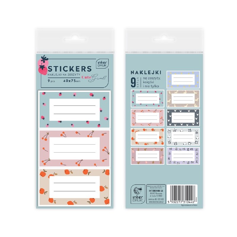 Naklejki na zeszyty 9szt. Cute Girl
