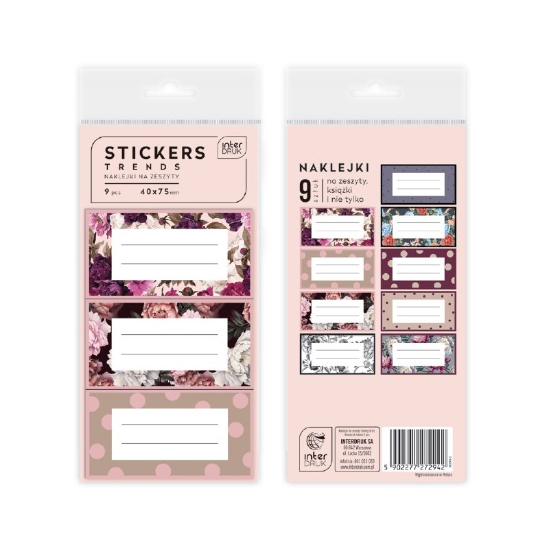 Naklejki na zeszyty 9szt.Trends