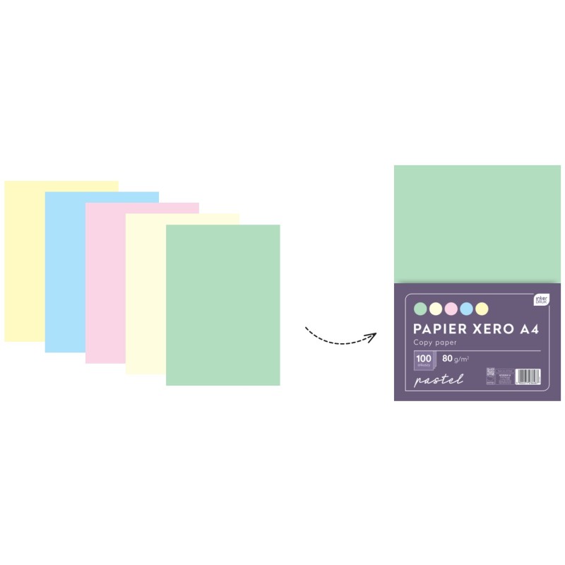 Papier xero A4 100 5 kolorów Pastel