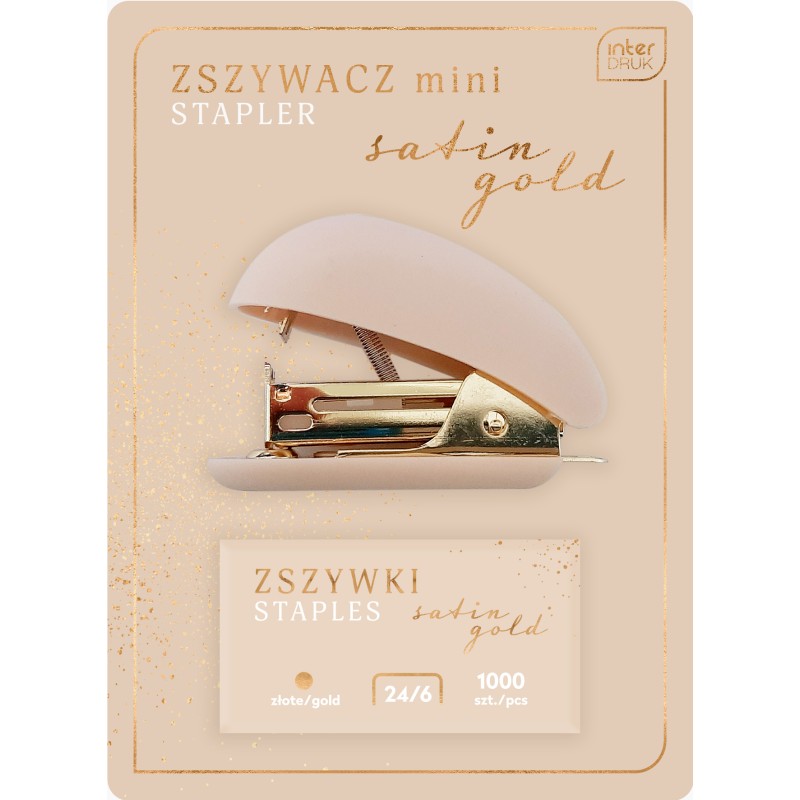 Zszywacz mini+zszywki SATIN GOLD