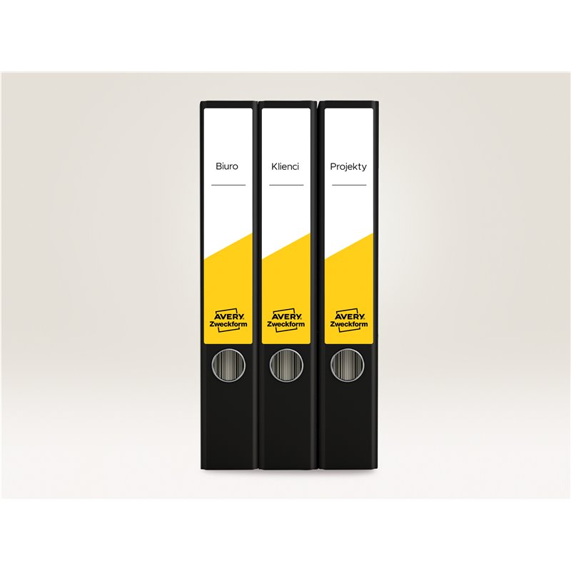 Etykiety na segregatory 34 x 192 mm, trwałe etykiety papierowe, białe etykiety do segregatora 30 ark. / op., Avery L6060-25