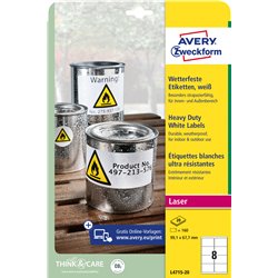 Etykiety foliowe 99,1 x 67,7 mm, białe etykiety wodoodporne z trwałym klejem, etykiety poliestrowe na znaki BHP, 20 ark. / op.