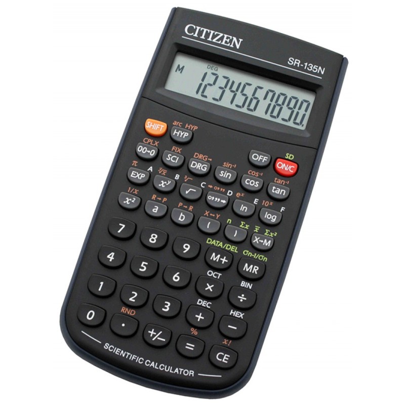 Kalkulator naukowy CITIZEN SR-135N, 10-cyfrowy, 154x84mm, etui, czarny