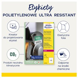Etykiety foliowe 45,7 x 21,2 mm, białe etykiety wodoodporne z trwałym klejem, wytrzymałe etykiety przemysłowe 40 ark. / op.,