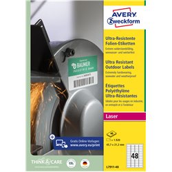 Etykiety foliowe 45,7 x 21,2 mm, białe etykiety wodoodporne z trwałym klejem, wytrzymałe etykiety przemysłowe 40 ark. / op.,