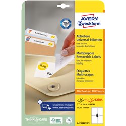 Usuwalne etykiety papierowe 99,1 x 139 mm, białe etykiety samoprzylepne, etykiety do druku 30 ark. / op., Avery L4733REV-25