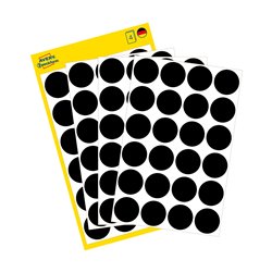 Kółka do zaznaczania Ø 18 mm, czarne etykiety papierowe, etykiety okrągłe z trwałym klejem, etykiety do oznaczenia 96 etyk